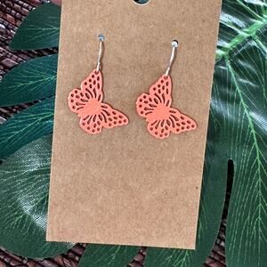 BOGO ORANGE METAL BUTTERFLY EARRINGS